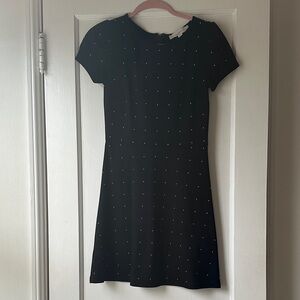 LOFT 00P Black Dress with Metallic Dots